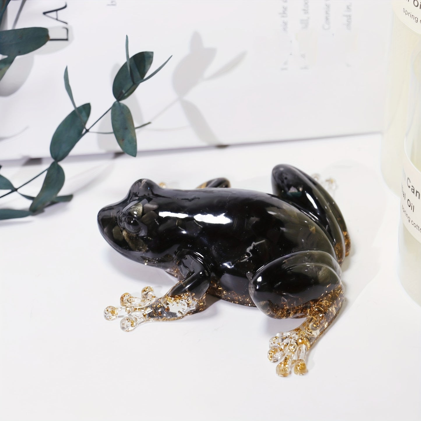 Sparkling Crystal Resin Frog Ornament Handcrafted Table