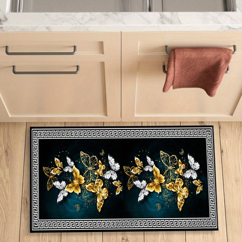 Luxury Floral handcrafted Hallway Rug Waterproof, Non-Slip, Oil Resistant, Machine Washable
