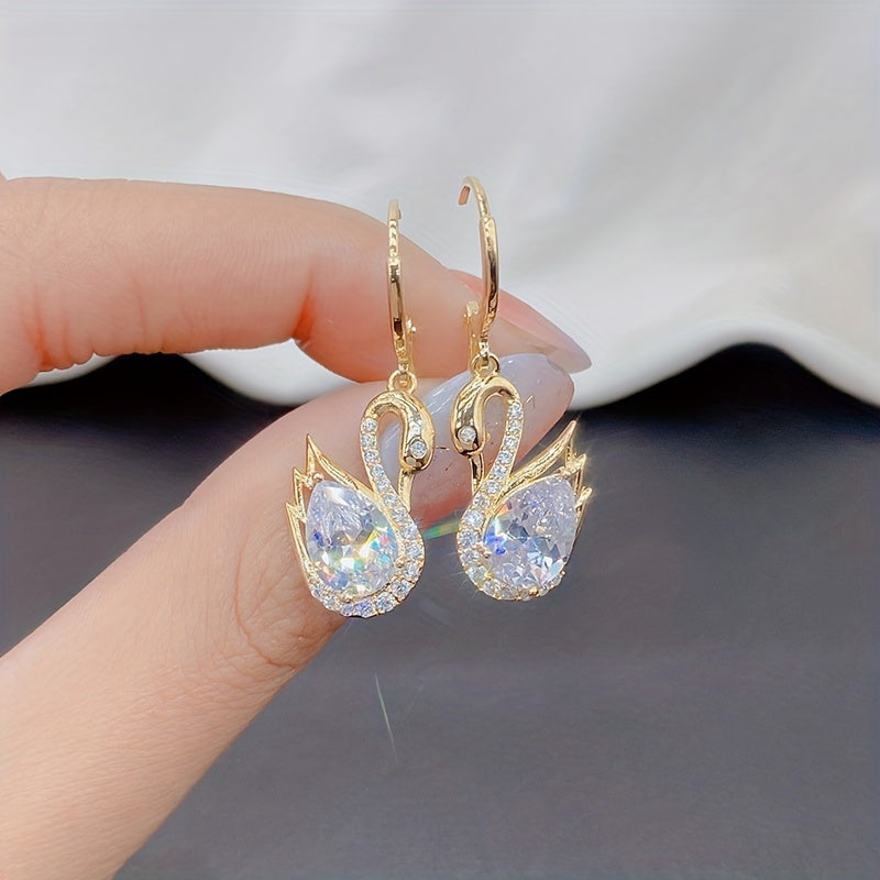 925 Sterling Noble Luxury 2 Fashion Swan pendant earrings