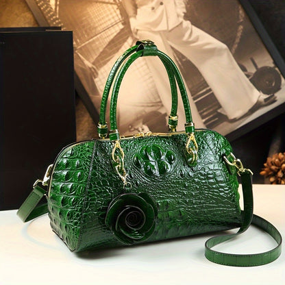 Luxury Top Handle Satchel, Crocodile leather Bag