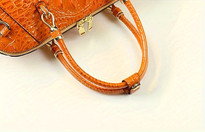 Luxury Top Handle Satchel, Crocodile leather Bag