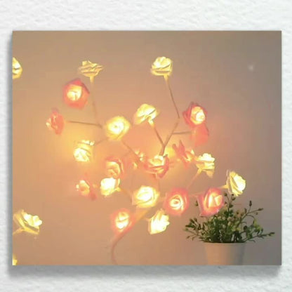 Rose Flower Table Lamps - Romantic Fairy Lights with 24 LEDs