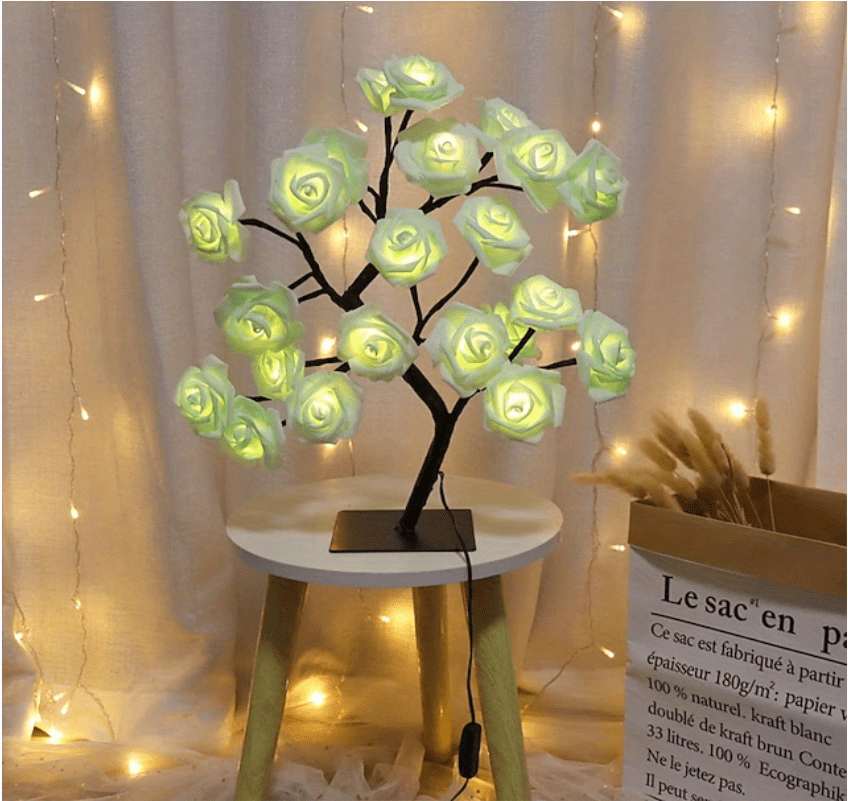 Rose Flower Table Lamps - Romantic Fairy Lights with 24 LEDs