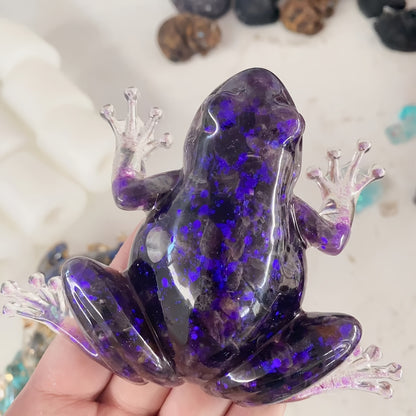 Sparkling Crystal Resin Frog Ornament Handcrafted Table