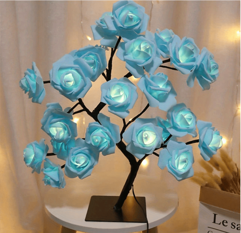 Rose Flower Table Lamps - Romantic Fairy Lights with 24 LEDs
