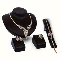 5pcs Earrings Necklace Bracelet Plus Ring Elegant Jewelry Set