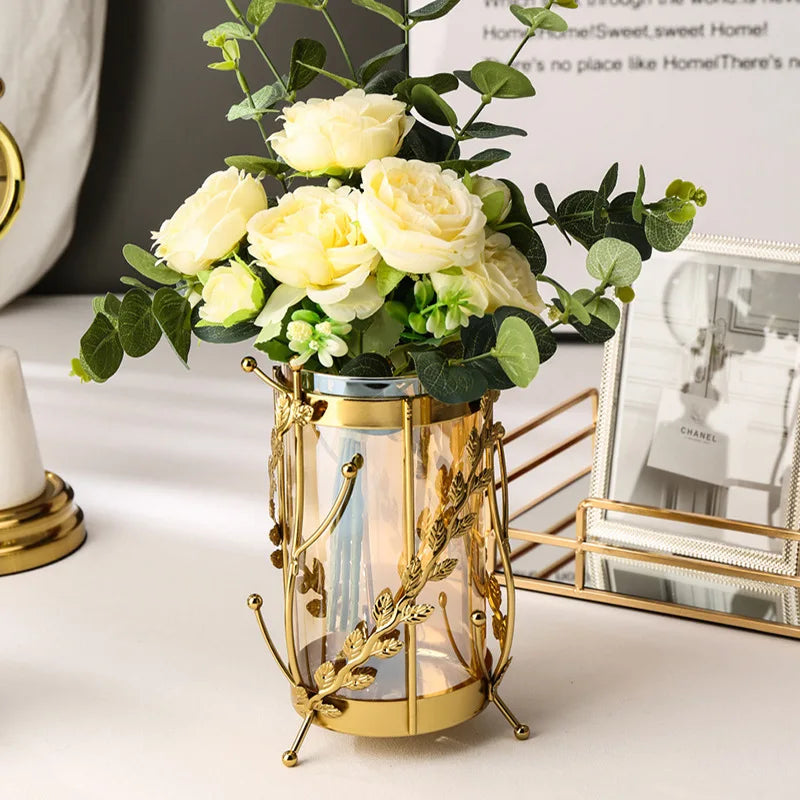Luxury Metal Flower Vase European Style