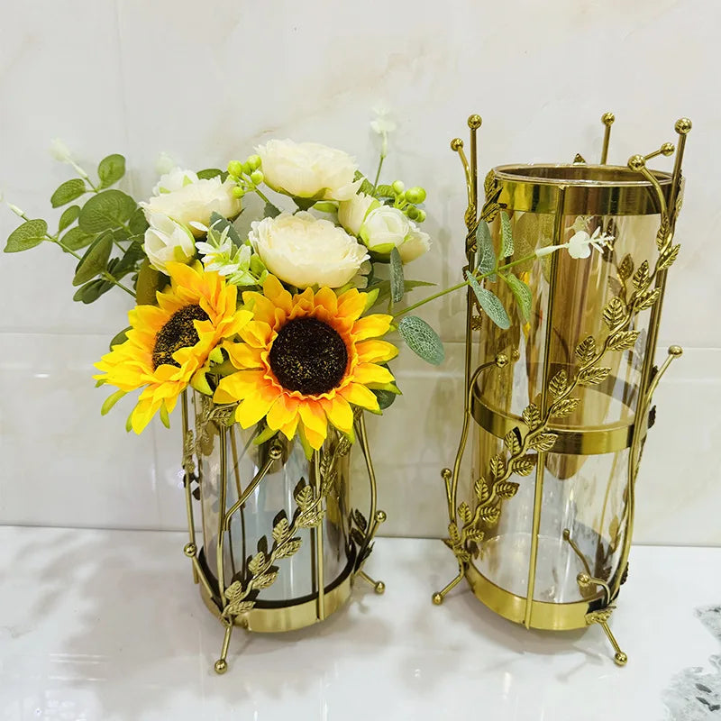 Luxury Metal Flower Vase European Style