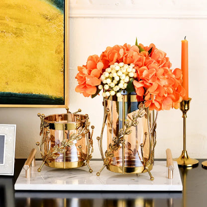 Luxury Metal Flower Vase European Style