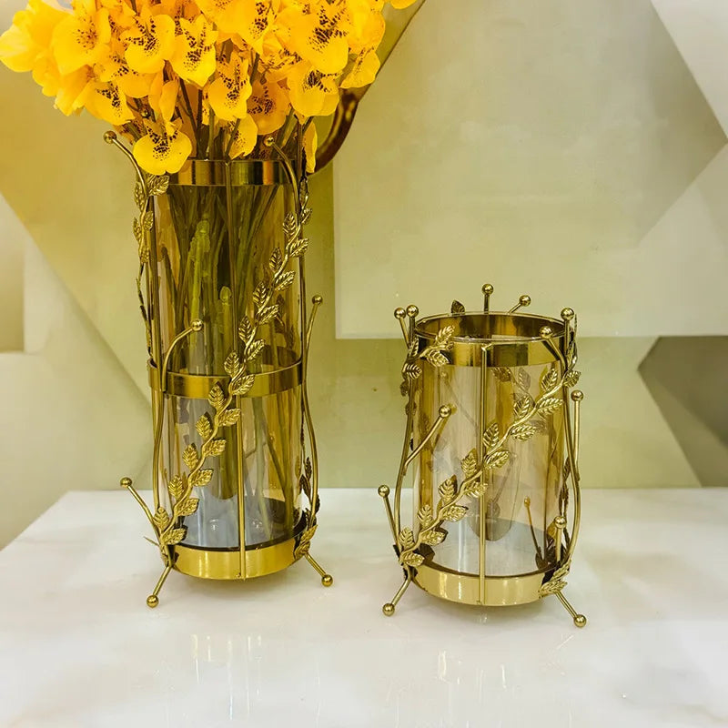 Luxury Metal Flower Vase European Style