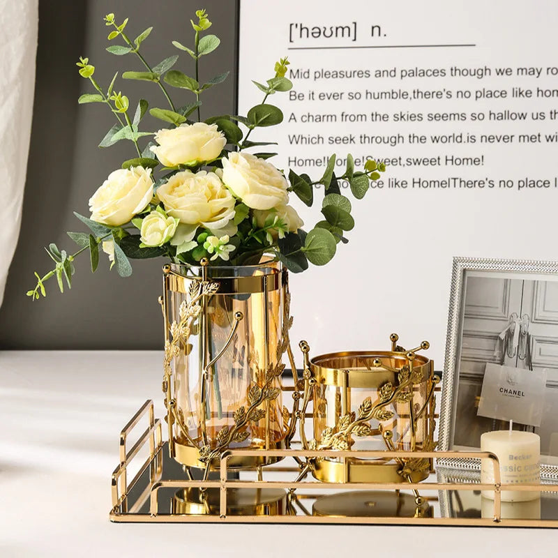 Luxury Metal Flower Vase European Style