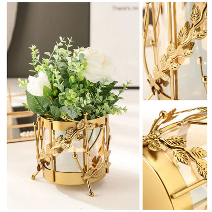 Luxury Metal Flower Vase European Style
