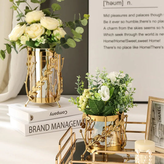 Luxury Metal Flower Vase European Style