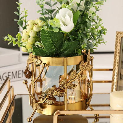 Luxury Metal Flower Vase European Style