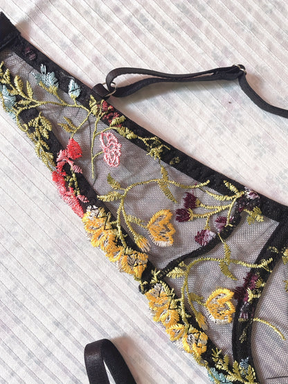Romantic Luxury Floral Embroidery Lingerie Ensemble
