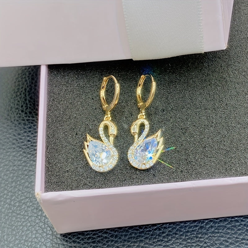 925 Sterling Noble Luxury 2 Fashion Swan pendant earrings