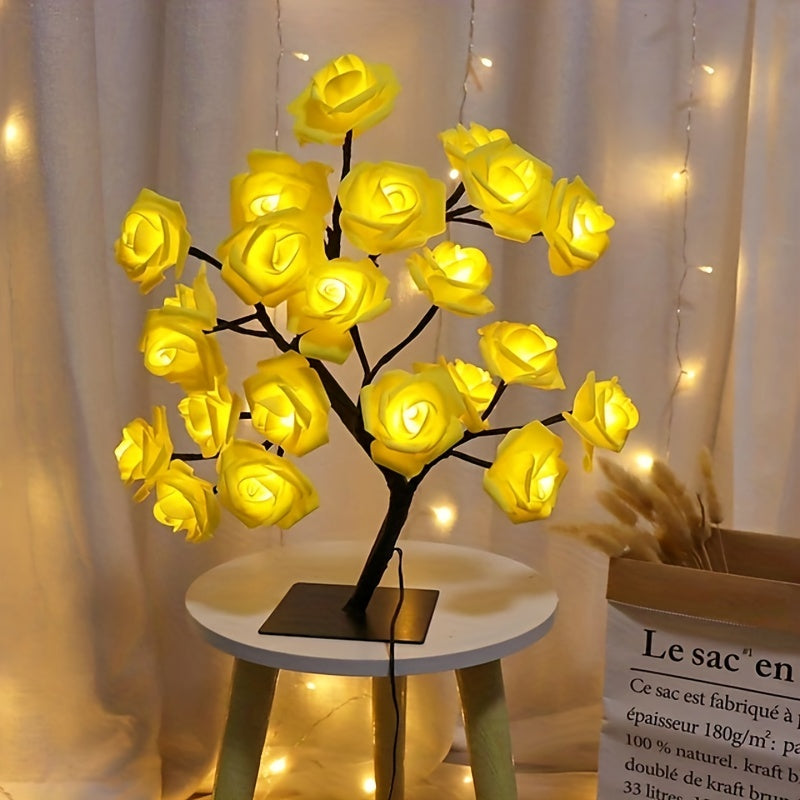 Rose Flower Table Lamps - Romantic Fairy Lights with 24 LEDs