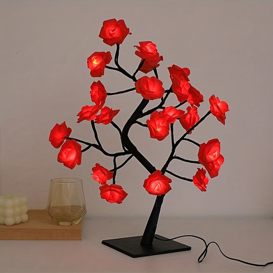 Rose Flower Table Lamps - Romantic Fairy Lights with 24 LEDs