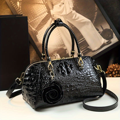Luxury Top Handle Satchel, Crocodile leather Bag