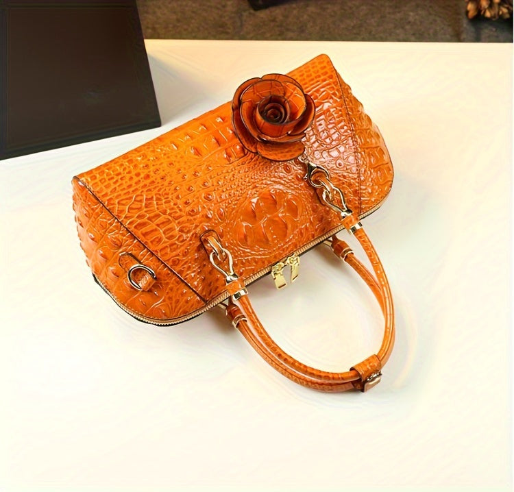 Luxury Top Handle Satchel, Crocodile leather Bag