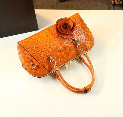 Luxury Top Handle Satchel, Crocodile leather Bag