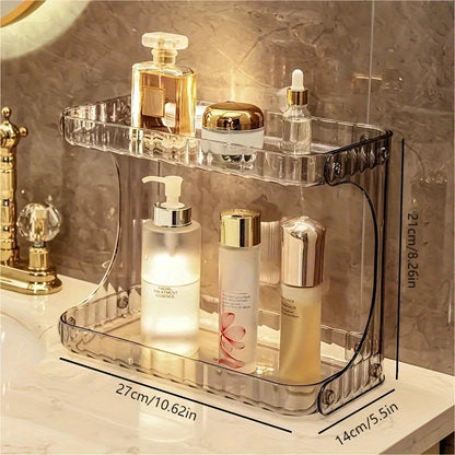 Double Layer Bathroom Storage Rack, 2 Tier Bathroom Organizer For Perfumes And Makeups, Skincare