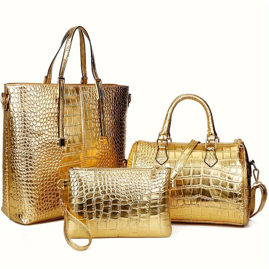 Golden Luxury Top Hand Crocodile leatherl Handbag