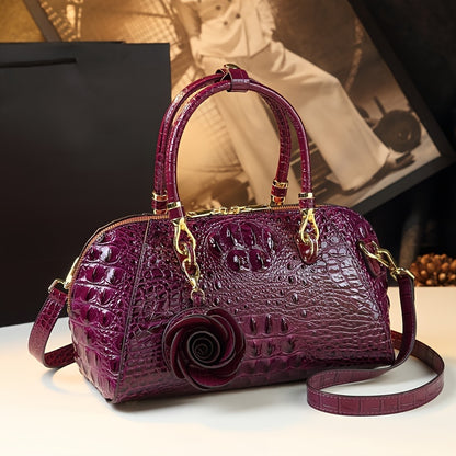 Luxury Top Handle Satchel, Crocodile leather Bag