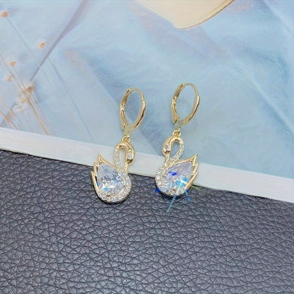 925 Sterling Noble Luxury 2 Fashion Swan pendant earrings