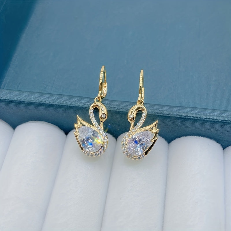 925 Sterling Noble Luxury 2 Fashion Swan pendant earrings