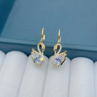 925 Sterling Noble Luxury 2 Fashion Swan pendant earrings