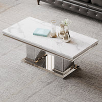 47'' Luxury Living Room Center Table with Marble Top. handcrafted high quality