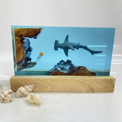 Unique Handmade Shark & Jellyfish Resin Lamp
