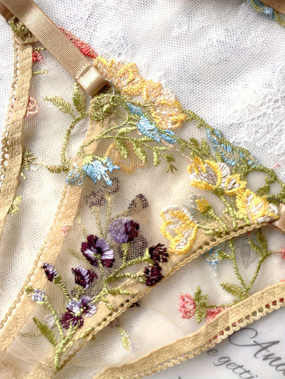 Romantic Luxury Floral Embroidery Lingerie Ensemble