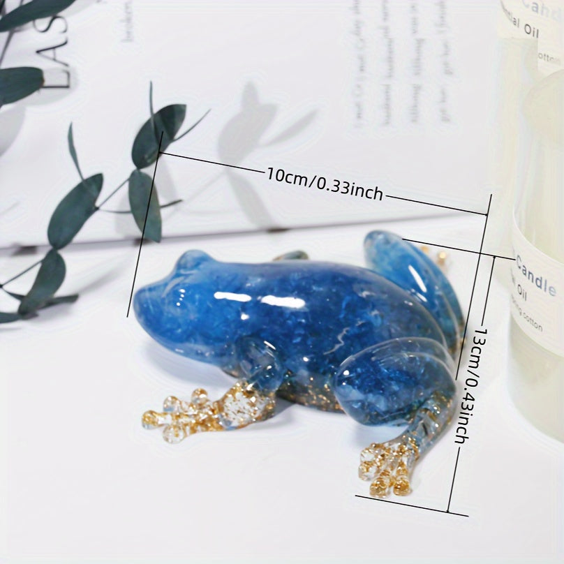 Sparkling Crystal Resin Frog Ornament Handcrafted Table