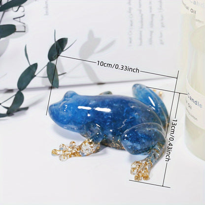 Sparkling Crystal Resin Frog Ornament Handcrafted Table