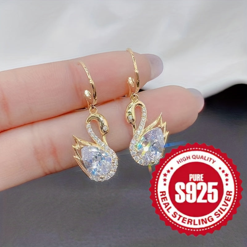 925 Sterling Noble Luxury 2 Fashion Swan pendant earrings
