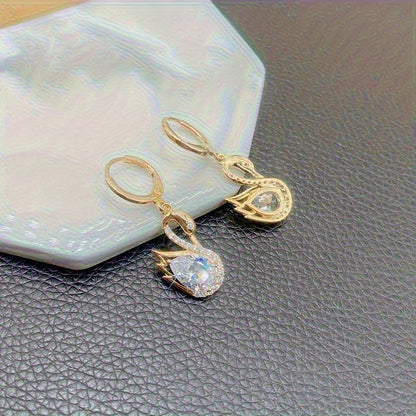 925 Sterling Noble Luxury 2 Fashion Swan pendant earrings