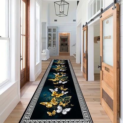 Luxury Floral handcrafted Hallway Rug Waterproof, Non-Slip, Oil Resistant, Machine Washable