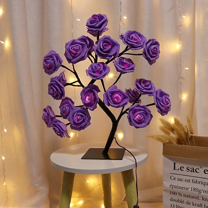Rose Flower Table Lamps - Romantic Fairy Lights with 24 LEDs